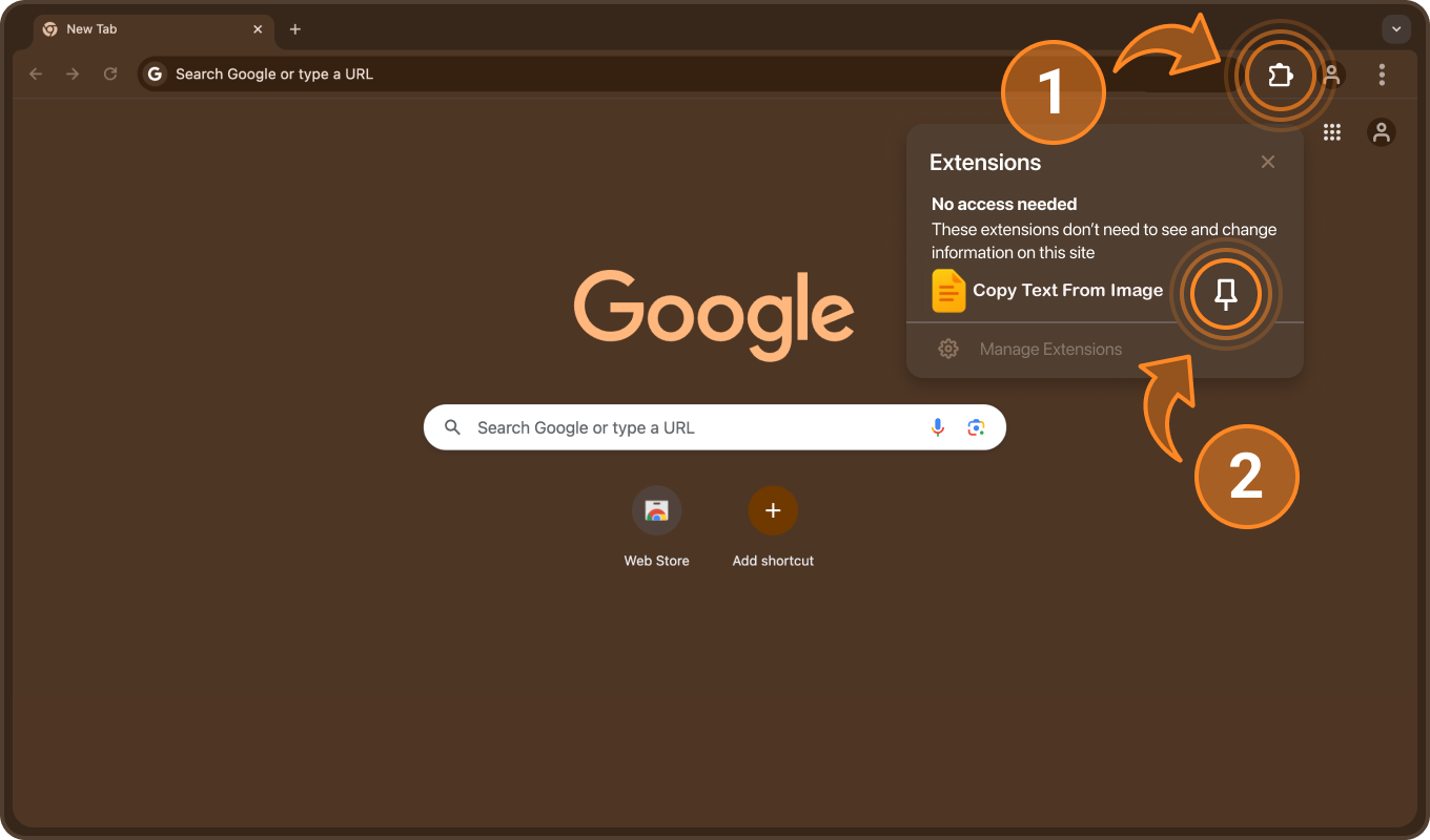 Pin the Copy Text From Image extension tutorial